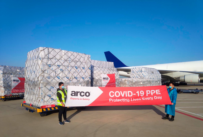 Arco secures supply of 140m Covid-19 masks - loading on to aircraft